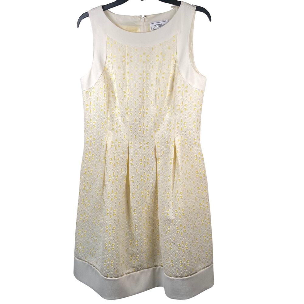 Jessica Howard Cream and Yellow Floral Eyelet Midi Dress